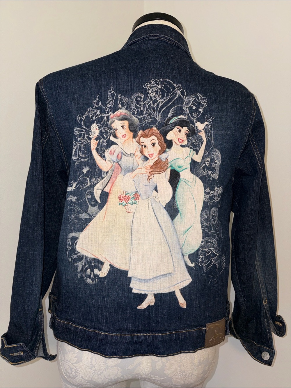 Dark Denim Jacket with Disney Princess Back Graphic - women’s XL